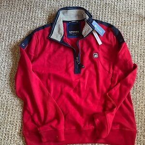 NWT Sperry Pullover Size Large/L w/ navy nautical detail on collar & shoulder